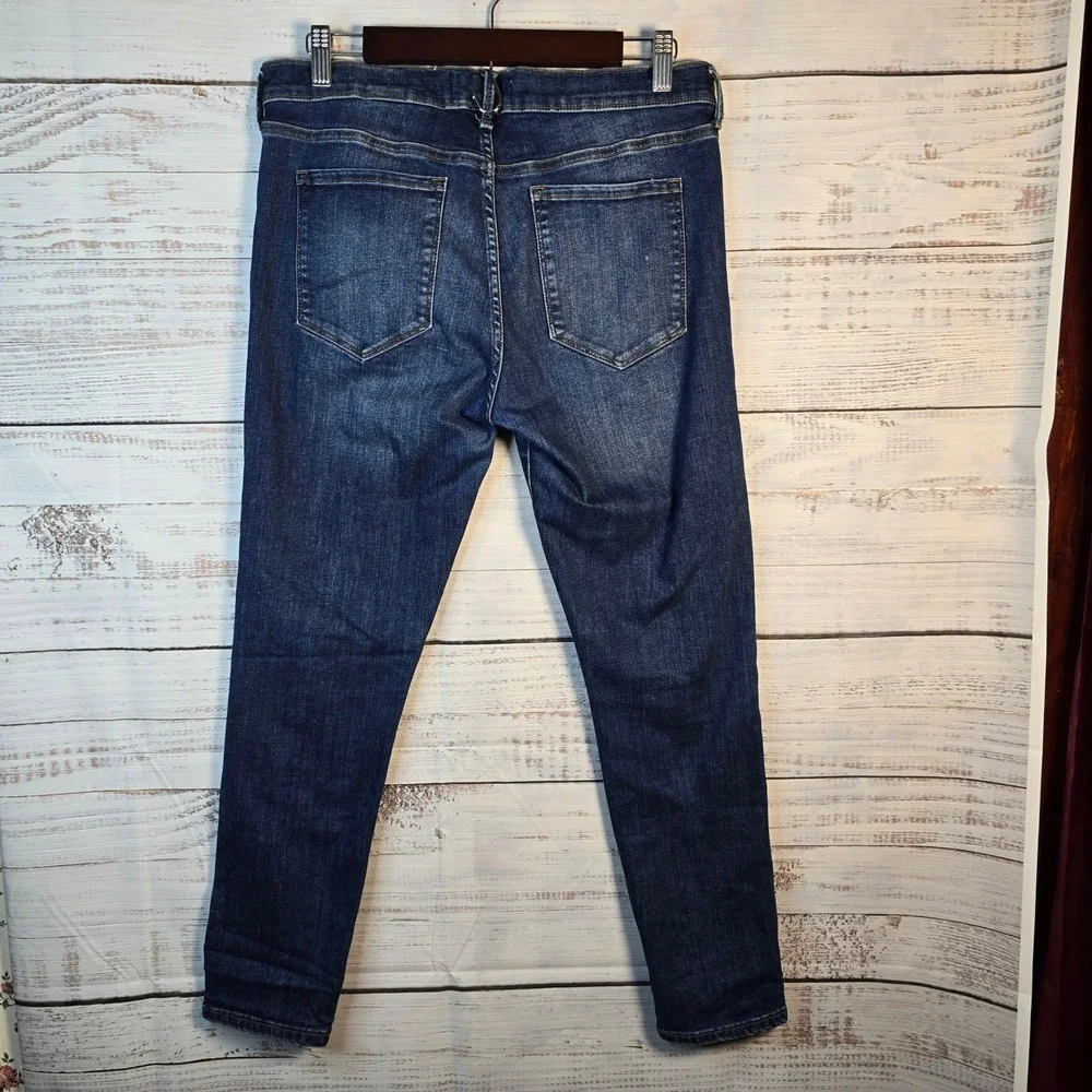 Banana Republic Skinny Ankle Jeans Women's Size 31 Distressed Stretch Denim Dark